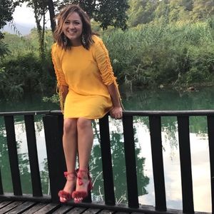 Bright yellow Zara dress